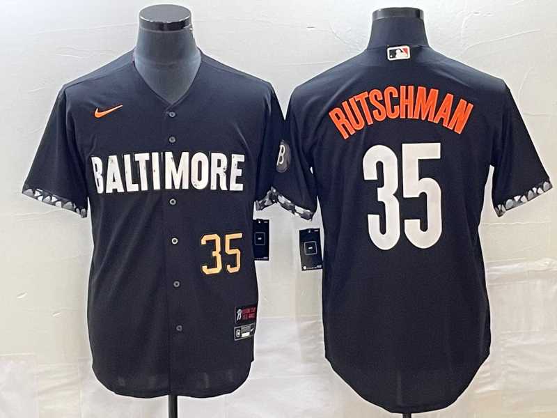 Mens Baltimore Orioles #35 Adley Rutschman Number Black 2023 City Connect Cool Base Stitched MLB Jerseys->baltimore orioles->MLB Jersey